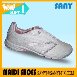 Newest Elegant White PU Sport Running Shoe for Women with Durable Outsole with High Quality Lower Price
