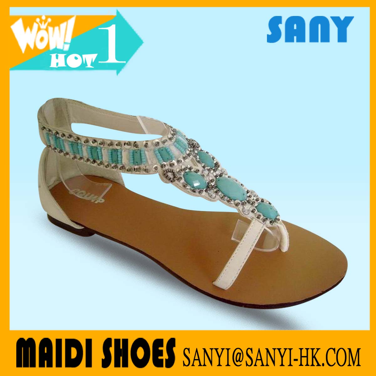 Newly Designed Stylish Sandals with Pretty Gemstone for Woman