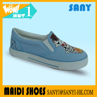 2018 Fashionable Printed Blue Unisex Slip-on Casual Kid Vulcanized Shoe from China Jinjiang with high quality and low price