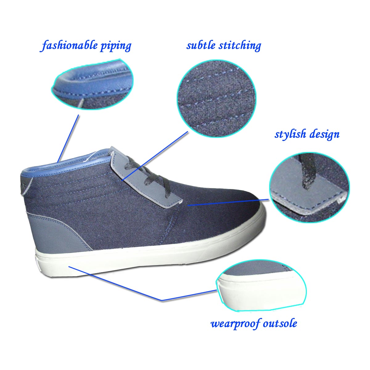 Best Selling European Men's Fashionable Cotton Fabric Casual Shoes with Anti-slip Rubber Outsole
