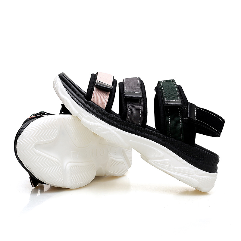 2018 nouvelles chaussures Femmes Sandales flat Beach shoes Portable Velcro Weave tape ladies sandals