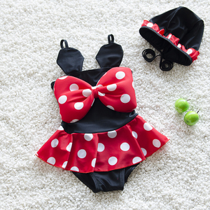 summer Bikini Girls Swimwear Children's Mouse Bow Baby Girl Swimsuit Bathing Swimming One-Piece Suits Suit Children Dot Swimwear