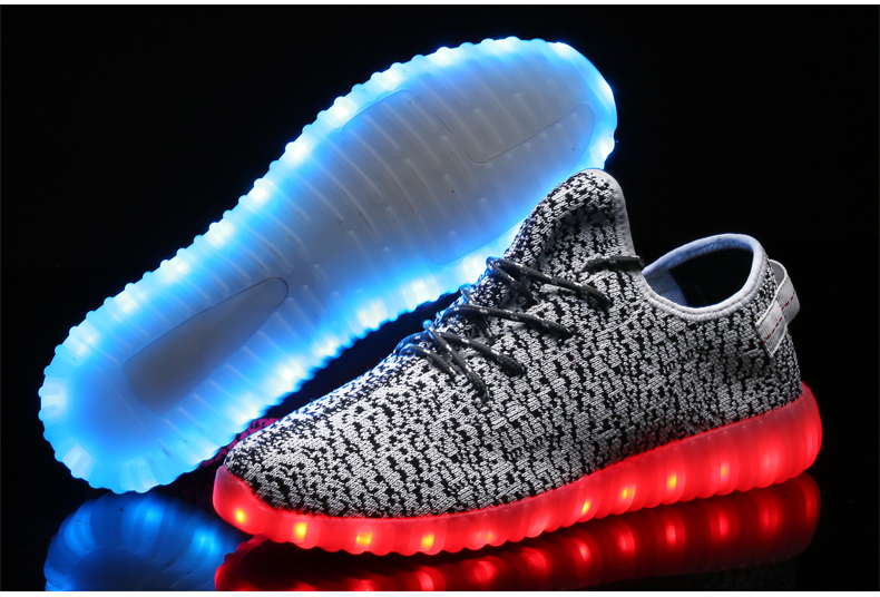 sneakers casual shoes 3D fly woven fashion LED light shoes couple casual shoes sport running shoes walking shoes led usb 