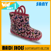 New Style Winter Pink Baby Lovely Butterfly Boots with Warm Fur Lining