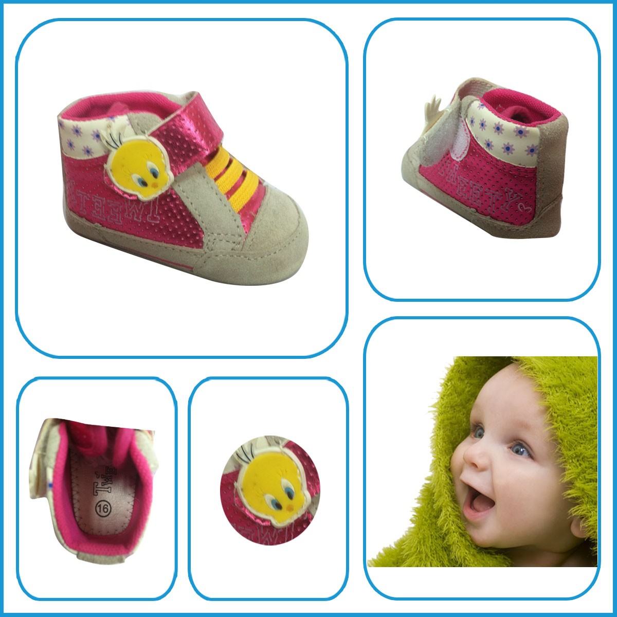 Hot selling shoes Services Wholesale Fancy Lovely Pink Shining PU Upper Baby Shoes With Cartoon Hasp from China Jinjiang