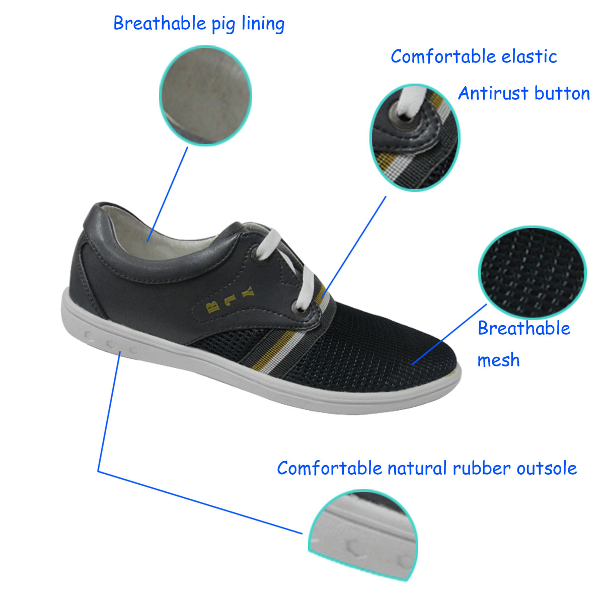 New arrival men and men breathable skateboard sneakers black casual flat shoes