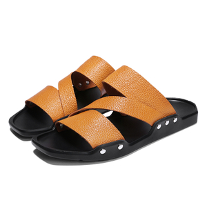 2018 Pantoufles PU d'été Chaussures de plage pour hommes imperméables Pantoufles faites à la main
