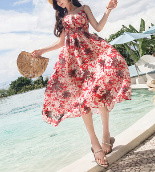 2018 the new Women’s long dress Maxi Causal Bohemian Dress Floral Print Off Shoulder Long Dress for Summer Beach Party.
