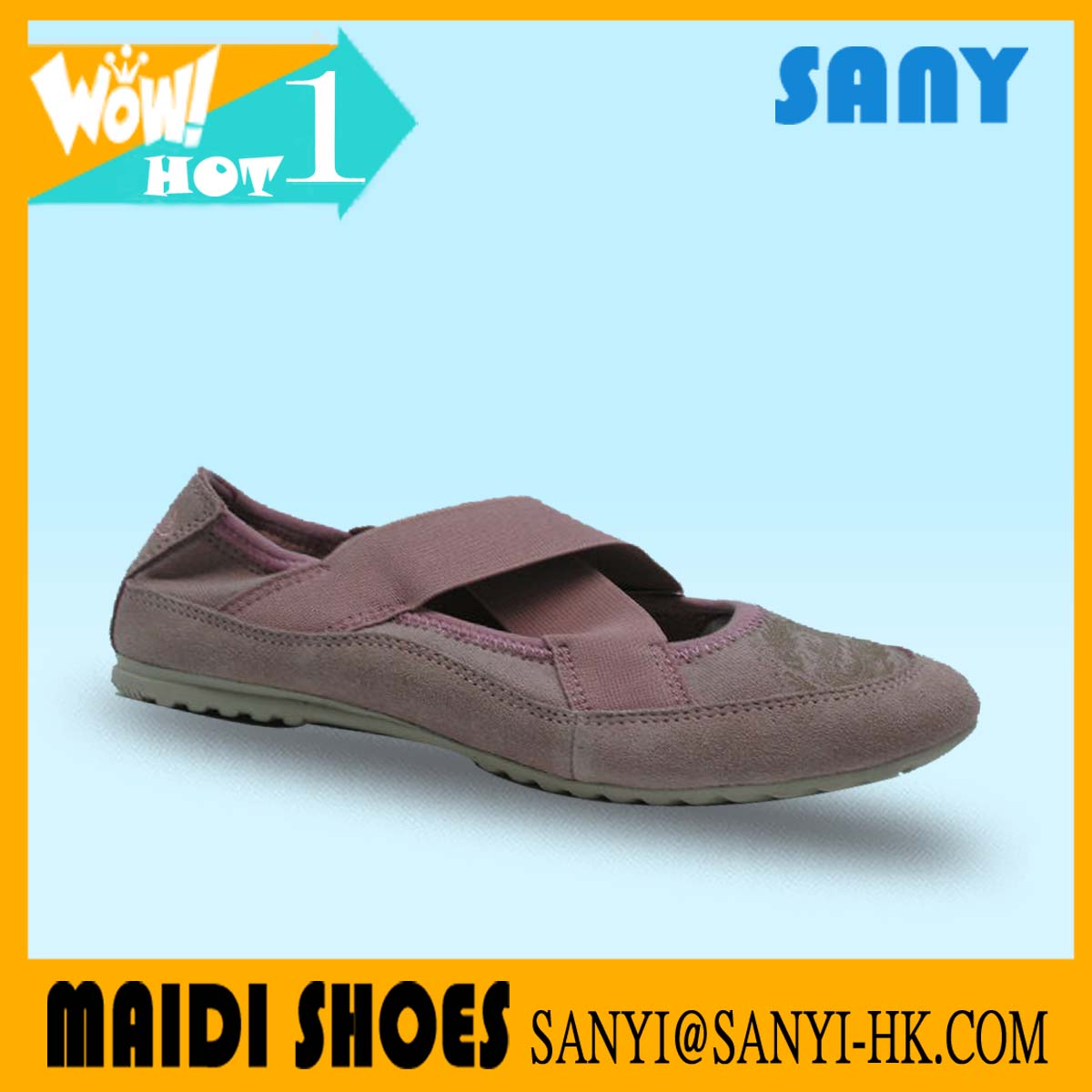 Hot Selling Stylish Red Ochre Pointe/Dance Shoes for Ladies with Durable Elastic Band