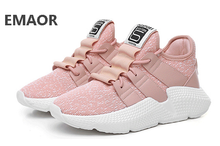 Sports shoes women's flying woven breathable casual white sneaker athletic student single shoes running shoes EMAOR