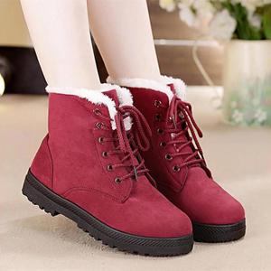 Snow Boots 2019 Classic Heels Suede Women Winter Boots Warm Fur Plush Insole Ankle Boots Women Shoes Hot Lace-up Shoes Woman