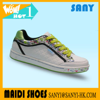 Fashionable Skate Custom Green And White Casual Shoes.ankle skate shoes for woman