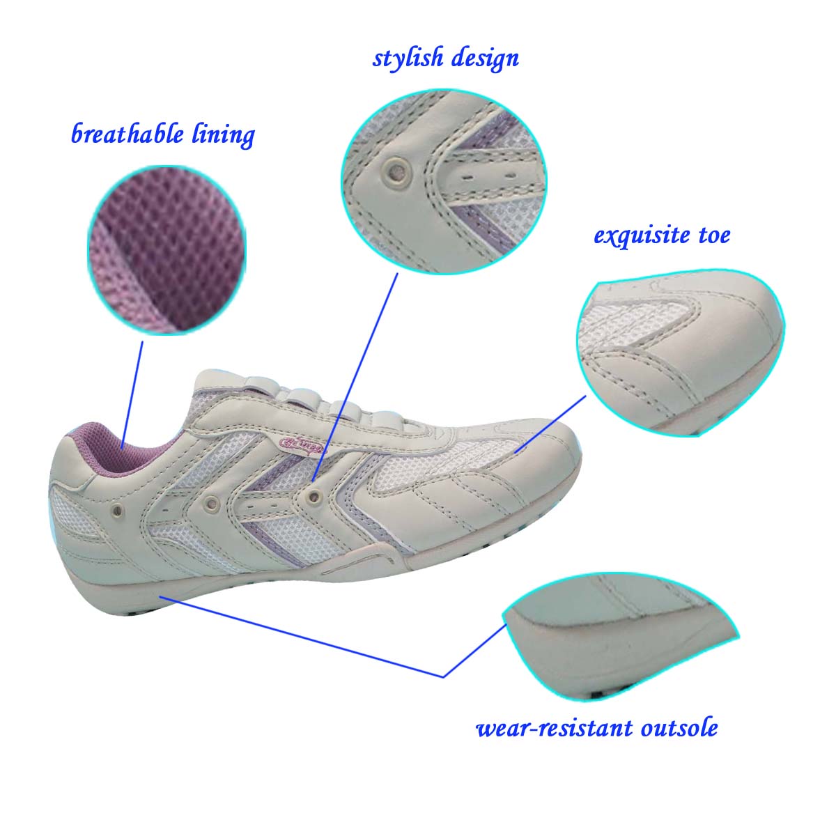New Products Small Woman slip-on Casual Shoe of Top Quality from China Market with PU Mesh Upper and Rubber Outsole