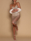 2018 Sexy Europe and the United States nightclubs women's new sequins perspective net yarn skirt Package hip dress