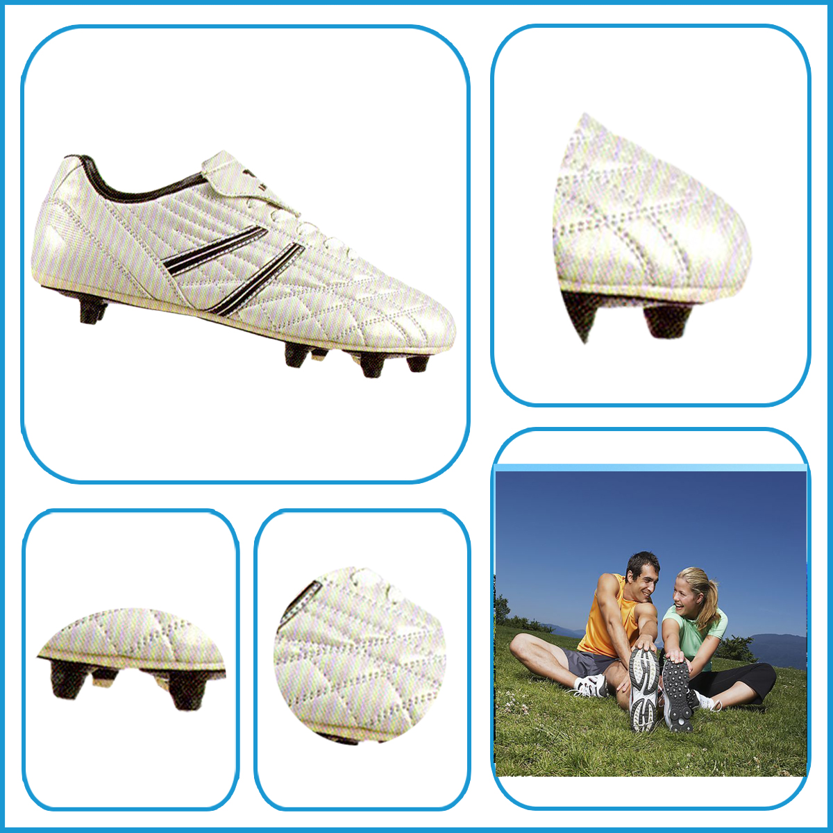 Stylish Men's White Mirror PU Football Shoes with Soft PU Lining and Professional Outsole