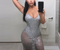 2018 Sexy Europe and the United States nightclubs women's new sequins perspective net yarn skirt Package hip dress