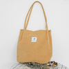 High Capacity Women Corduroy Tote Ladies Casual Shoulder Bag Foldable Reusable Shopping Beach Bag