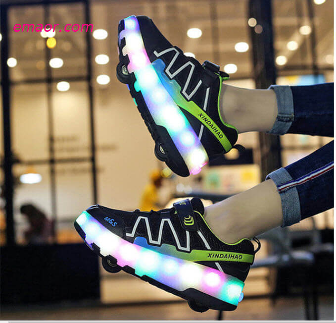 USB Charging Spring Winter Led Children's Light-emitting Wheel Shoes Cheap Heelies Skating Pulley Shoes 