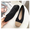  Flat Pedal Mtb Shoes SUOJIALUN Women's Slip On Flat Loafers Round Toe Shallow Ballet Flats Shoes Stretch Fabric Female Casual Flat Shoes Flat Pedal Mtb Shoes