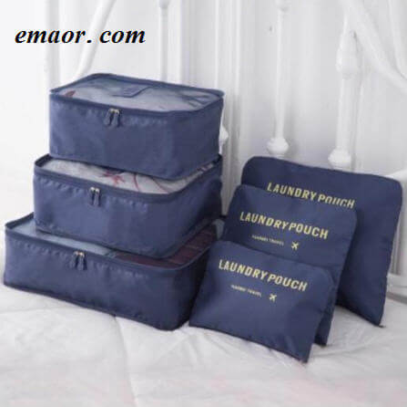 Nylon Packing Cube Travel Bags Durable 6 Pieces Set Unisex Large Capacity Of Receive Bags 