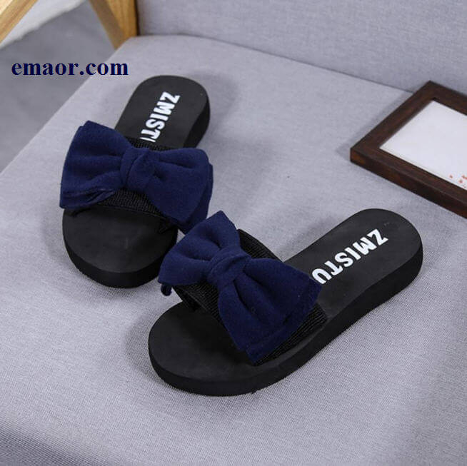 Women Bow Sandals Slipper Classical 2019 Summer Indoor Outdoor Non-slip Flip-flops Beach Shoes New Fashion Female Casual Flower Slipper 