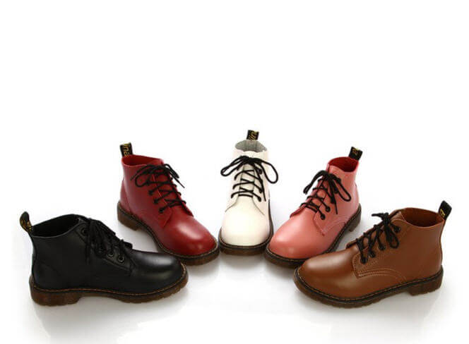 Women's Casual Boots Lace Up Round Toe Boots Fashion Ankle Leather ...