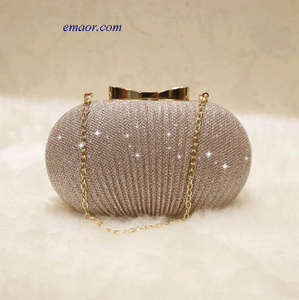 Women'S Bags Wedding Shiny Handbags makeup bags Bridal Metal Bow Clutches Bag Chain Cheap Shoulder Bag
