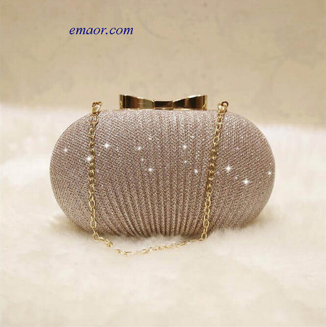  Women'S Bags Wedding Shiny Handbags makeup bags Bridal Metal Bow Clutches Bag Chain Cheap Shoulder Bag