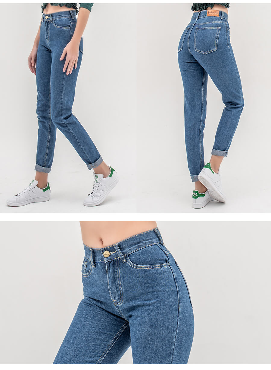 Summer Jeans for Women Ripped Jeans Straight Leg Close Fitting Trousers ...