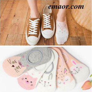 Women's Short Socks Cartoon Unicorn Cat Fox Cute Animal Print Funny Short Ankle Five Pairs of A Group Ladies Cotton Sock