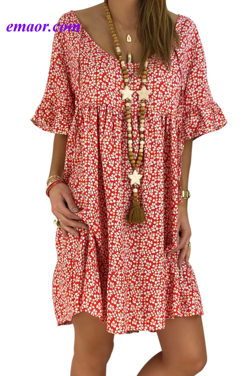 Dress Barn Formal Dresses Red Loose Scoop Neck Floral Dress Maternity Dresses Dress Barn 