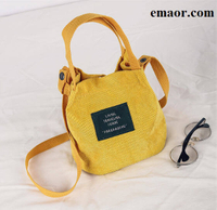 Designer Handbags News 2019 High Quality Women Bag Vintage Corduroy Shoulder Bags for Girls New Corduroy Bucket Shoulder Handbags
