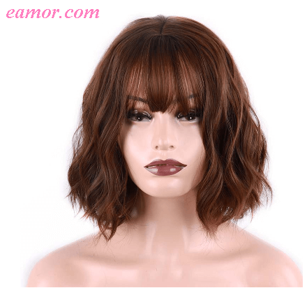 Full Lace Human Black Hair Wigs Pink Wing Short Water Wave Synthetic Hair Available Wig For Women Hairpieces Heat Resistant Fiber Daily Full False Hair Human Hair Wigs