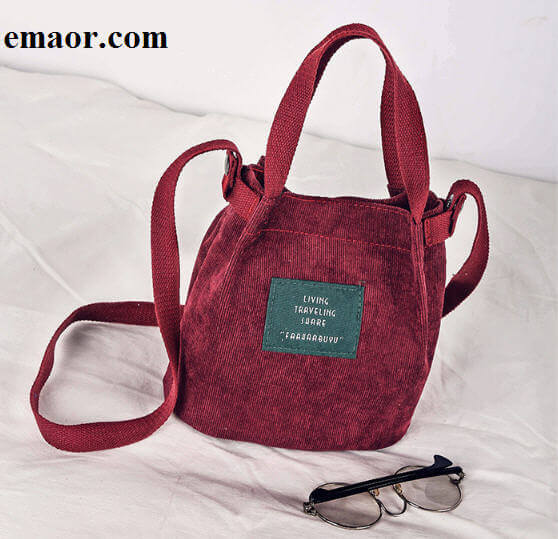 Designer Handbags News 2019 High Quality Women Bag Vintage Corduroy Shoulder Bags for Girls New Corduroy Bucket Shoulder Handbags