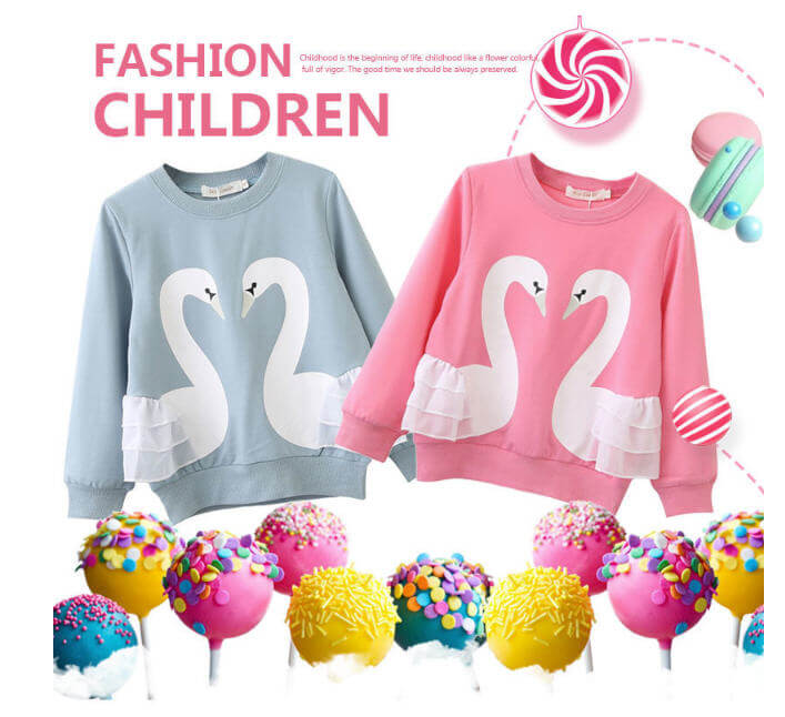 Children Hoodies New Kids Spring Fall 3d Swan Hoodies Clothes Child