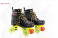 Roller Skate Classic Black Double Row Skating Shoes Pulley Shoes 4 Wheel Shoes Outdoor Indoor Riding 
