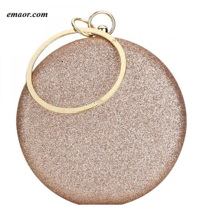Gold Gillter Handbags Wedding Evening Women's Clutch Round Bags Round Purses And Handbags Crossbody Party Shoulder Bags