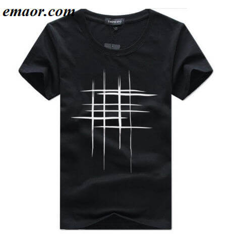 Men's T-Shirts Summer Short Sleeve Simple Creative Design Line Cross Print Breathable Mens Cotton T-shirts