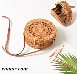 Sling Bag for Girs Summer Fashion Shoulder Bag Hot Mulit Style Messenger Bags for Womens Rattan Bag Handmade Backpack for Womens