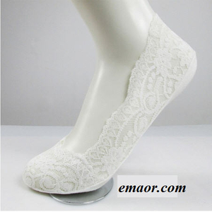 Women Lace Boat Socks Summer Silica Gel Invisible Cotton Loafers High Heels Sole Non-slip Socks for Girls