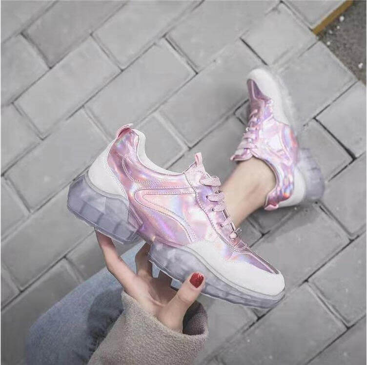 Sports Shoes Crystal Bottom Platform Shoes Women's Sports Shoes Song Qian with The Ins Tide Increased High Super Wild Joker 2019 New Casual Shoes