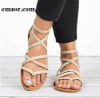 Women Sandals Fashion Summer Gladiator Black Pink Flat Rome Style Cross Tied Sandals Shoes