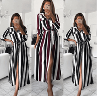 Shirt Dress for Girs High Quality Fashion Cotton Sexy Custom Color Stripe Print T Shirt Skirt