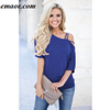 Women T-Shirts Loose Casual Short Sleeves Dew Shoulder Off Sexy Cotton Summer New Solid Tops Fashion Clothings for Girls