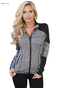 Charcoal Athletic Yoga Running Sport Jacket Athletic Outwear Yoga 
