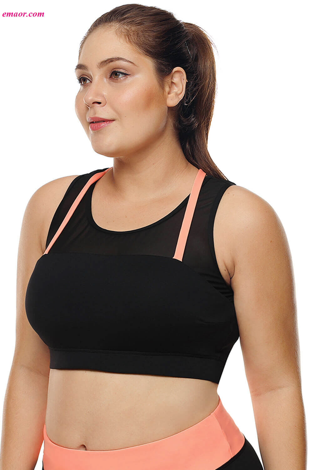 Wholesale Sports Yoga Bras Coral Strap Detail Black Yoga Crop Top ...