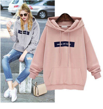 Sweatshirts Female Hoodie Pink & Gray Plus Size Sweatshirt Hoodies Women Long Sleeves Hoody For Women Thicken Hooded Sweatshirts