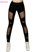 Black Sexy Cross Mesh Sports Leggings Yoga Leggings Wholesale