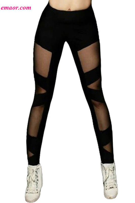 Black Sexy Cross Mesh Sports Leggings Yoga Leggings Wholesale