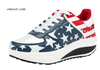 Flag Shoes Pulled Women's American Flag Flock Sneakers Roman Slip On Pantshoes Thick Bottom Breathable Wedge Casual Shoes Dark And Light Blue Star 5.0 Maryland Flag